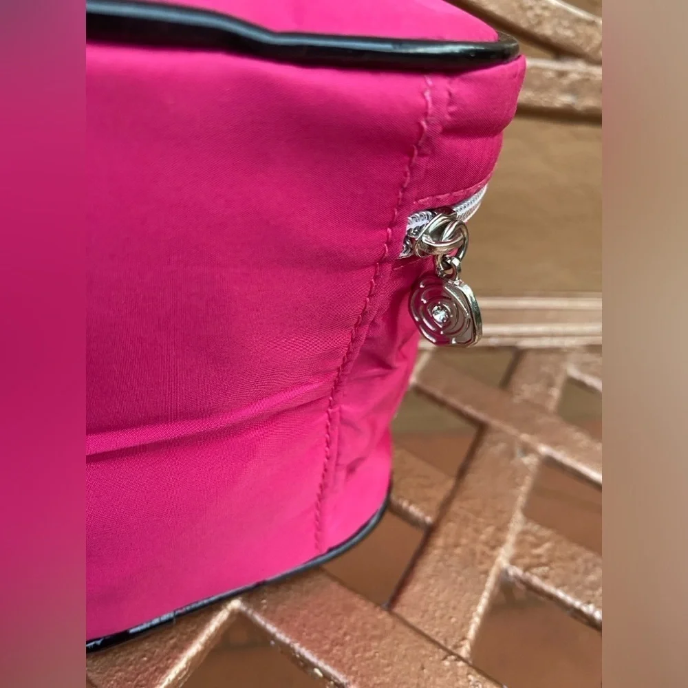 New Lancome Square Pink Cosmetic Bag with Floral Detail